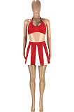 Fashion Casual Hang A Neck Backless Spliced Two-Piece SM9182