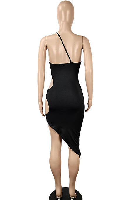 Pure Color Sexy Hollow Out Club Mini Dress SH7263