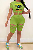 Short Sleeve Printing Hole Shorts Sets MA6693