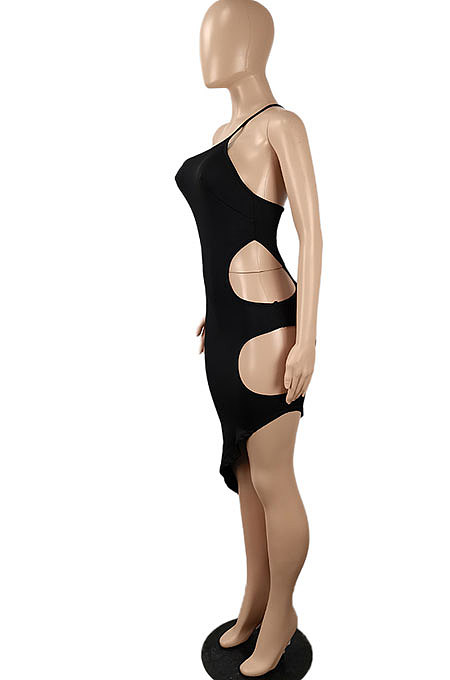 Pure Color Sexy Hollow Out Club Mini Dress SH7263