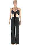 Fashion Sexy Prue Color Sling Bind Vest Long Pants Two-Piece SM9183