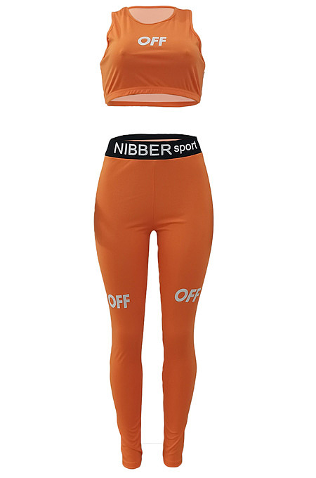 Casual Vest Letter Offset Printing Yoge Two-Piece ALS245