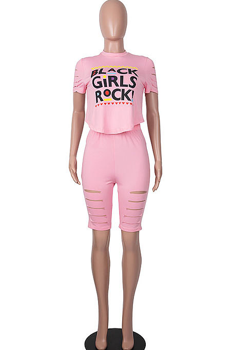 Short Sleeve Printing Hole Shorts Sets MA6693