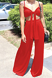 Fashion Sexy Prue Color Sling Bind Vest Long Pants Two-Piece SM9183