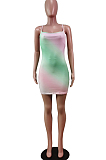Sexy Positioning Print Sling Package Buttocks Dress WY6798