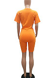 Fashion Casual Temperament Hollow Out Zipper Pure Color Shorts Sets MR2094
