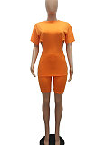 Fashion Casual Temperament Hollow Out Zipper Pure Color Shorts Sets MR2094