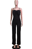 Fashion Sexy Pure Color Sling Back Zipper Jumpsuits WY6772