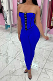 Color Matching Top Vest Backless Pure Color Pants Sets MR2098