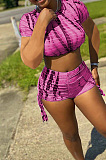 Euramerican Fashion Print Short Sleeve Shorts Two-Piece WXY8863