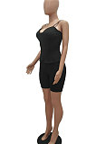 Pure Color Sexy Backless Condole Belt Zipper Shorts Sets MR2097