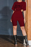 Fashion Printing Collect Waist Hollow Out Zipper Top Shorts Sets MR2093