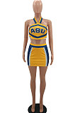Casual Trendy Halter Neck Vest Sport Skirts Sets AYA7010