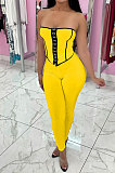 Color Matching Top Vest Backless Pure Color Pants Sets MR2098