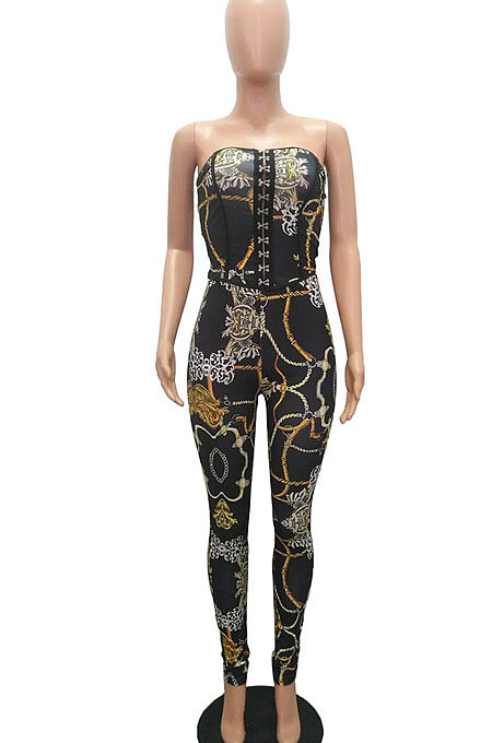 Trendy Sexy Top Vest Backless Cultivate One's Morality Printing Pants Sets MR2095