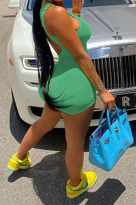 Yoga Pure Color U Neck Sleeveless Sport Romper Slim Backless Shorts Jumpsuit MLM9070