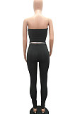 Color Matching Top Vest Backless Pure Color Pants Sets MR2098