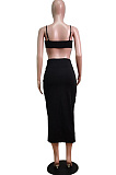Fashion Sexy Sling Chest Warp High Waist Skirt Open Fork Sets WY6770