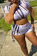 Euramerican Fashion Print Short Sleeve Shorts Two-Piece WXY8863