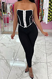 Color Matching Top Vest Backless Pure Color Pants Sets MR2098