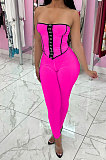 Color Matching Top Vest Backless Pure Color Pants Sets MR2098