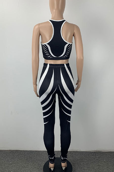 Fashion Cultivate One's Morality Printing Vest Long Pants Sets ML7438