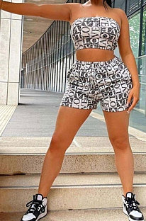 Fashion Letter Printing Chest Wrap Shorts Sets ML7442