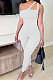 Casual Tight Seyx Inclined Shoulder Condole Belt Pure Color Bodycon Jumpsuits MF6621