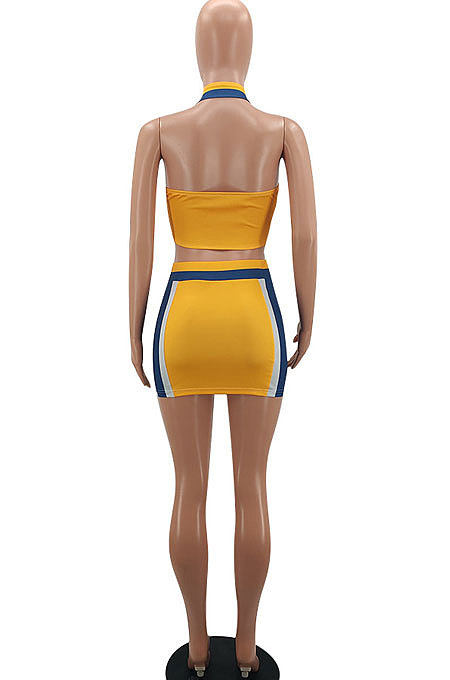 Casual Trendy Halter Neck Vest Sport Skirts Sets AYA7010