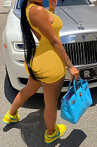 Yoga Pure Color U Neck Sleeveless Sport Romper Slim Backless Shorts Jumpsuit MLM9070