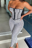 Fashion Sexy Print Cultivate One's Morality Boob Tube Top Jumpsuits WY6803