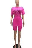 Fashion Printing Collect Waist Hollow Out Zipper Top Shorts Sets MR2093