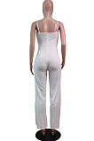 Fashion Sexy Pure Color Sling Back Zipper Jumpsuits WY6772