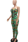Trendy Sexy Top Vest Backless Cultivate One's Morality Printing Pants Sets MR2095