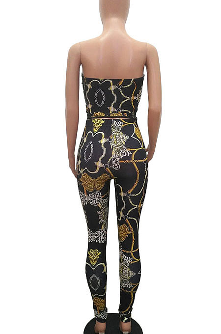 Trendy Sexy Top Vest Backless Cultivate One's Morality Printing Pants Sets MR2095