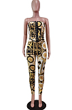 Fashion Sexy Print Cultivate One's Morality Boob Tube Top Jumpsuits WY6803