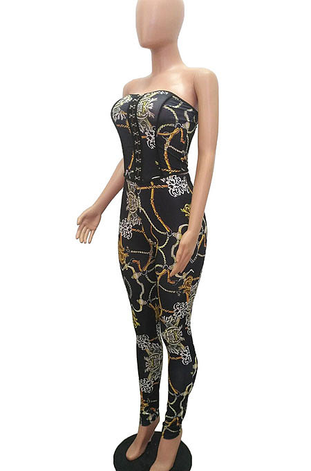 Trendy Sexy Top Vest Backless Cultivate One's Morality Printing Pants Sets MR2095