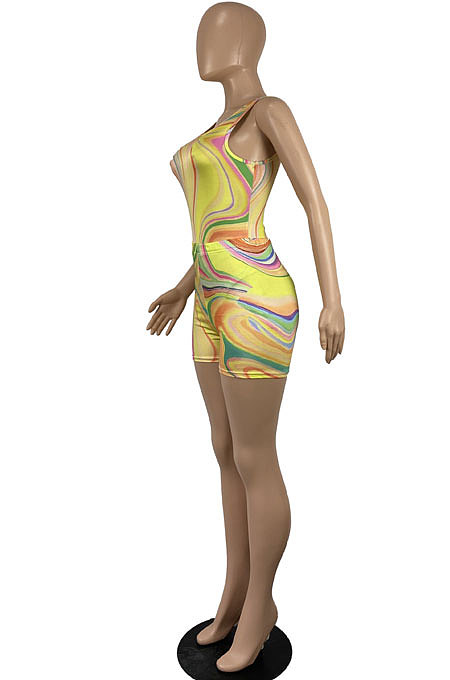 Women Printing Sleeveless Shorts Sets CY1335