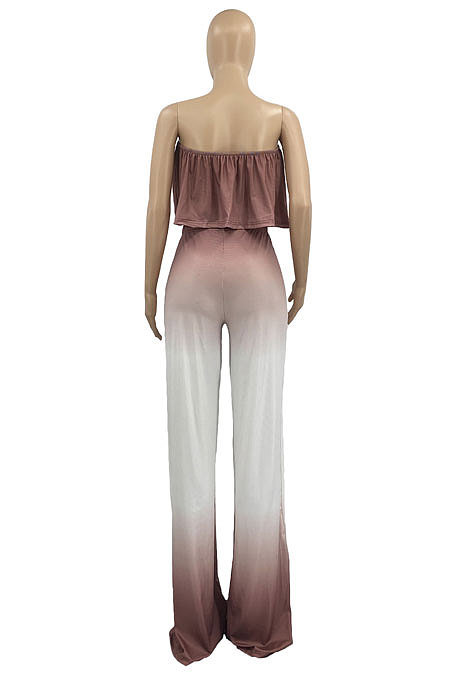 Gradual Change Printing Bandeau Bra Long pants Casual Two-Pieces AD0509