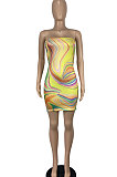 Digital Printing Bandeau Bra Package Buttocks Mini Dress CY1337