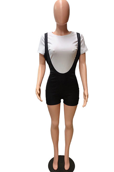 Casual Multi Suspender Pant Short Sleeve Shorts Sets FM6212