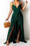Pure Color Condole Belt Waist Shaping Wide Leg Jumpsuits AD0508
