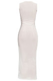 Women Pure Color Sexy Tight Sleeveless Midi Dress FFE120