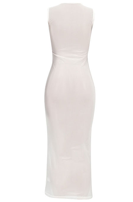Women Pure Color Sexy Tight Sleeveless Midi Dress FFE120