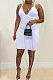 Women Pure Color Pit Bar Temperament Condole Belt Mini Dress FFE136