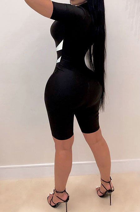 Sexy Color Matching Zipper Romper Shorts FFE133