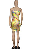 Digital Printing Bandeau Bra Package Buttocks Mini Dress CY1337