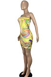 Digital Printing Bandeau Bra Package Buttocks Mini Dress CY1337