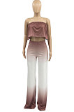 Gradual Change Printing Bandeau Bra Long pants Casual Two-Pieces AD0509