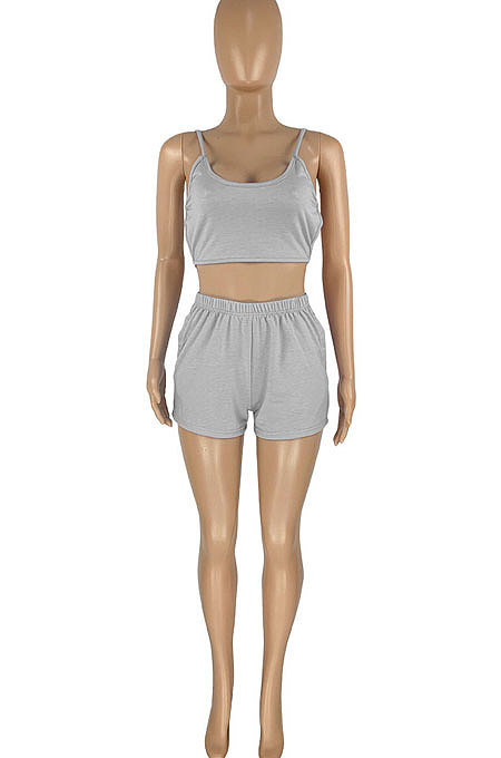 Sport Fitness Casual Backless Pure Color Shorts Sets HR8173